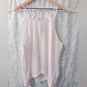 White Silk and Cotton Cami/Blouse with Unique Neckline Detail